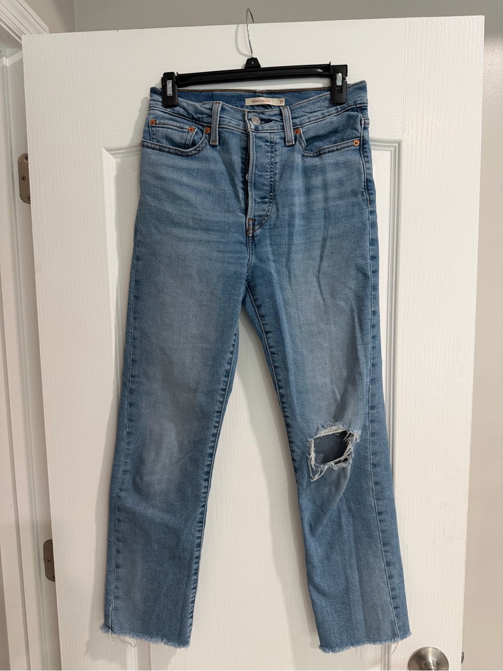 Levi's Light Blue Distressed Wedgie Straight Jeans